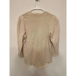 We The Free  Clover Puff Shoulder Top Women's Oatmeal Crew Neck 3/4 Sleeves M Photo 3