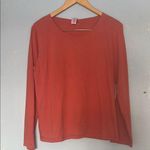 Flax 100% Cotton Casual Long Sleeve Coral Red Orange Shirt Photo 0