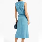 Equipment Maovesa Polka Dot Drop Waist Silk Wrap Dress in Mediterranean Blue New Photo 1