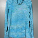 GapFit Women's Blue Striped Tunnel Neck Activewear Top - Size Small - Thumbholes Photo 0
