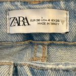 ZARA Wide Leg High Rise Ripped Distressed Denim Jeans Light Wash Size 4 Thrashed Photo 6