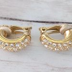 Swavorski Vintage Swarovski Clip On Earrings Statement Gold Tone & Clear Crystal Photo 3