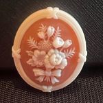 Avon Peach floral Avon Cameo Brooch Orange Photo 4