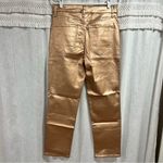 EXPRESS  Ladies Rose Gold High Waisted Metallic Coated Modern Straight Jeans NWT Photo 7
