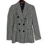 ZARA NWT Textured Houndstooth Double Breast Classic Blazer Lined XS Black White Photo 10