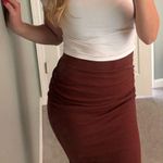 Rae Dunn Burnt Orange Fitted Midi Skirt with Slit Photo 1