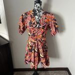 ALC Frank A.L.C. Carey Cotton Mini Dress Floral Colorful Designer Size 8 Orange Brown Photo 5