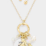 Brand New Boutique You Are Magical Unicorn Hammered Gold Necklace & Earring Set Photo 0