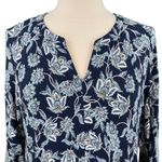 J.Jill  Navy Floral Split Neck Oversized 3/4 Sleeve Knit Dress Photo 1