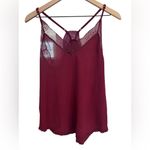 Victoria's Secret Maroon lace‎ trim sleeveless pajama top, sheer size medium Photo 4