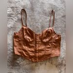 Iris  Vegan Brown Leather Vintage Corset Crop Tank Top  Women’s Sz L EUC Photo 4
