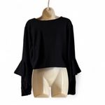 Very J ‎Cropped Fuzzy Ruffle Sleeve Sweater Photo 1