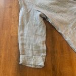 British Khaki  Blazer Large Navy White Pinstripe 100% Linen Two Pockets 1 Button Photo 5