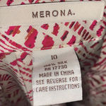 Merona  Pink & White Aztec Print 100% Silk Flare / Pleated Zip Side Skirt Photo 1