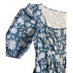 Beau & Ro Blue Folk Floral Button Front Floral Midi Dress Pockets Size Medium‎ Photo 4