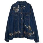Denim & Co . 1990s Vintage Embellished Denim Jacket Jean Jacket Beaded Sequin XL Photo 0