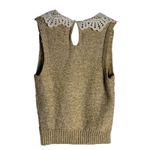 Anthropologie Beige Sleeveless Lace Collar Preppy Cable Knit Sweater Size XS Photo 7