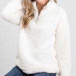Be cool Teddy Bear Faux Shearling Sherpa Half-Zip Sweater Photo 0