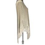 White House | Black Market Ecru and Gold Fringe Poncho Medium Photo 4