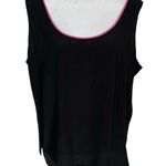 Bob Mackie  Wearable Art Plus Size 1X Silk Shell Tank Top Black Pink Trim Photo 0