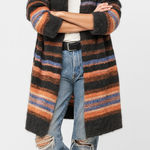 Free People  Alpaca Blend Striped Cardigan Slouchy Boho Cozy Knit – Size Small Photo 0