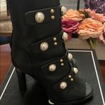 Karl Lagerfeld  Black Heeled Boots with Pearl Accents Photo 3