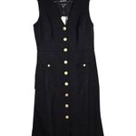 J.Crew Italian Stretch Wool Black Sleeveless Button Front Sheath Dress Size 8 Photo 0
