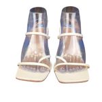 Schutz  Amaia Cream Pearl Heel Sandals Square‎ Toe Slingback Strappy Women's 9B Photo 2