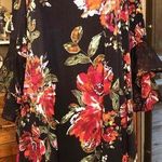 Cato Navy Floral Round Neck Dress Bell Sleeves Womens Medium Photo 0