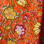 dRA Anthropologie orange and floral block print caftan midi dress. Size Small Photo 2