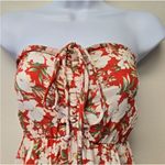 American Eagle Halter Wide leg Floral Jumpsuit Coral Orange Red Resort Smocked Photo 2