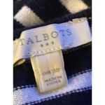 Talbots ONESIZE Coastal Nautical Blue White Striped Knit Shawl/Wrap Cotton Bld** Photo 1