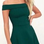 Lulus Season of Fun Forest Green Off-the-Shoulder Skater Dress Size M Photo 0
