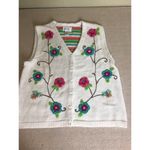 Cricket Lane Petite Women Vintage floral/Striped Sweater Vest Sz. LrgP White EUC Photo 4