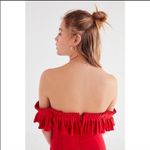 Urban Outfitters UO red off shoulder ruffle romper Photo 2