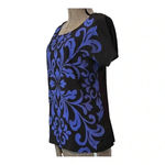 Elle WOMEN'S COBALT BLUE AND BLACK SPARKLE PATTERN TOP SIZE SMALL Photo 1