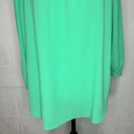 Kaari Blue  Green Tie Neck 3/4 Sleeve Cold Shoulder Top Blouse Size M Photo 2