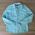 Perry Ellis  Linen Cotton Blend Coastal Blue Button Down Shirt Size Medium Photo 0