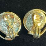 VTG Monet Earrings Clip On Gold Tone Faux Pearl Rhinestones Coquette Prom Formal Photo 2