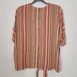 Seven7  Striped Button Down Top NWT Size Small Striped Pink and Green Blouse Photo 4