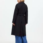Madewell NWT  Women's Black Double-Breasted Trench Coat Size S Wool Winter Cozy Photo 2