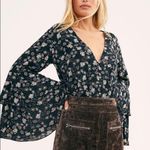 Free People  She’s Dainty Bodysuit in Night Combo Flare Sleeves Size Medium Photo 1
