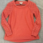 Loft womens knit sweater orange small pullover crochet knit long sleeve casual Photo 0