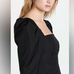 Vince Square Neck Puff 3/4 Sleeve Cotton Women’s Black Blouse Size 8 Photo 2