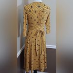 Frock Shop Mustard Yellow & Navy Dots 3/4 Sleeves ModCloth Blithe Midi Dress NEW Photo 5