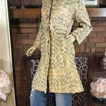 VINTAGE 1960'S UNION MADE CREAM BEIGE & GRAY CHEVRON PRINT PEA COAT (S) Photo 0