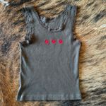 Brandy Melville  Brown Ronnie  Hearts Lace Tank Top Photo 1