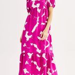 Nine West Babydoll Maxi Dress (Sz XL) Pink Brush Abstract Purple Photo 0