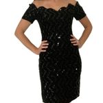 Vintage Zum Zum Black Dress Size Small Velvet Sequin Metallic Short Sleeves Photo 8