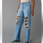 American Eagle  Blue Distressed Super High Wide Leg Jeans(Size 2) Photo 1